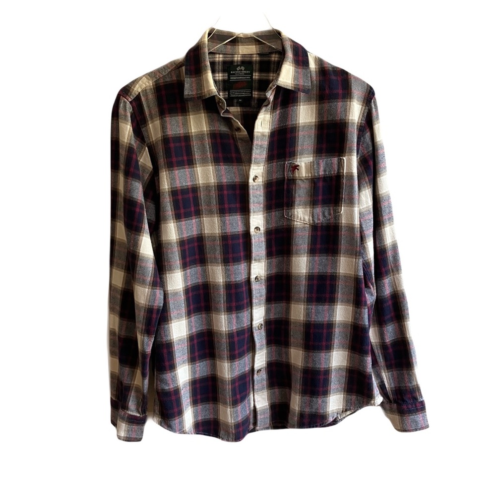 Racing Green London Plaid Cotton Flannel Casual Button Down Shirt Size M England